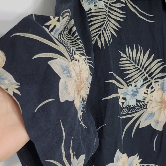 Knightsbridge Navy Short Sleeve Silk Blend Hawaiian Casual Button-Down Shirts S - Picture 5 of 11